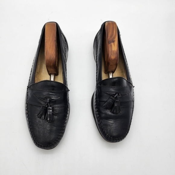 Bostonian Shoes Men 10 M Florentine Tassle Loafer Slip On Dress Black Leather - Picture 9 of 16